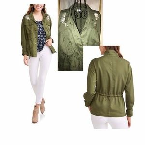 Time & Tru Women's Embroidered Utility Jacket~3XL